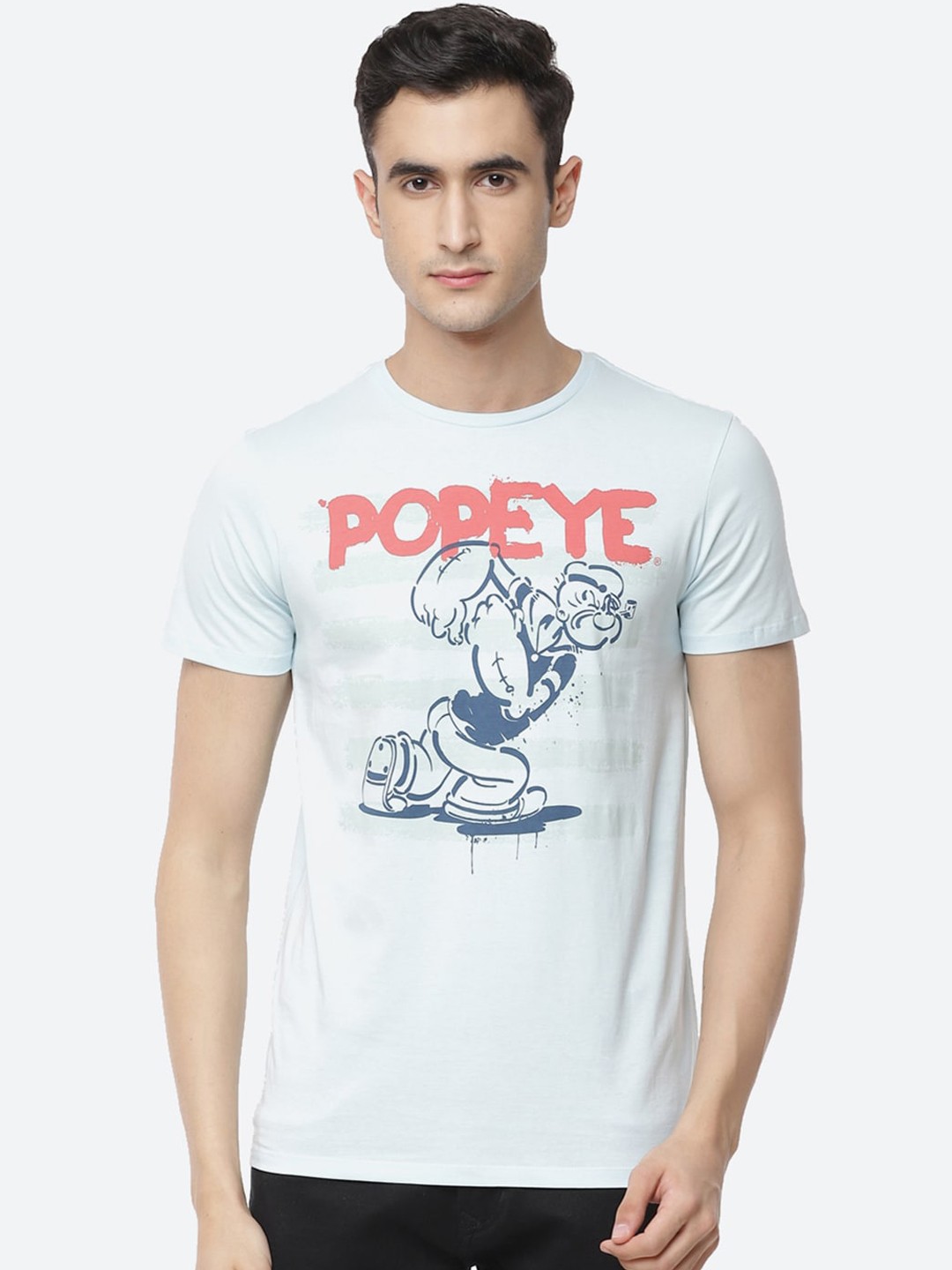 

Free Authority Men Mint Green & Blue Popeye Print T-shirt