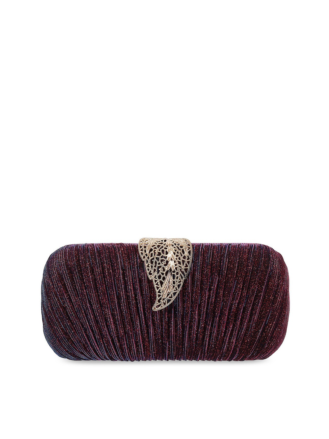 

Mochi Women Burgundy & Gold-Toned Textured Clutch