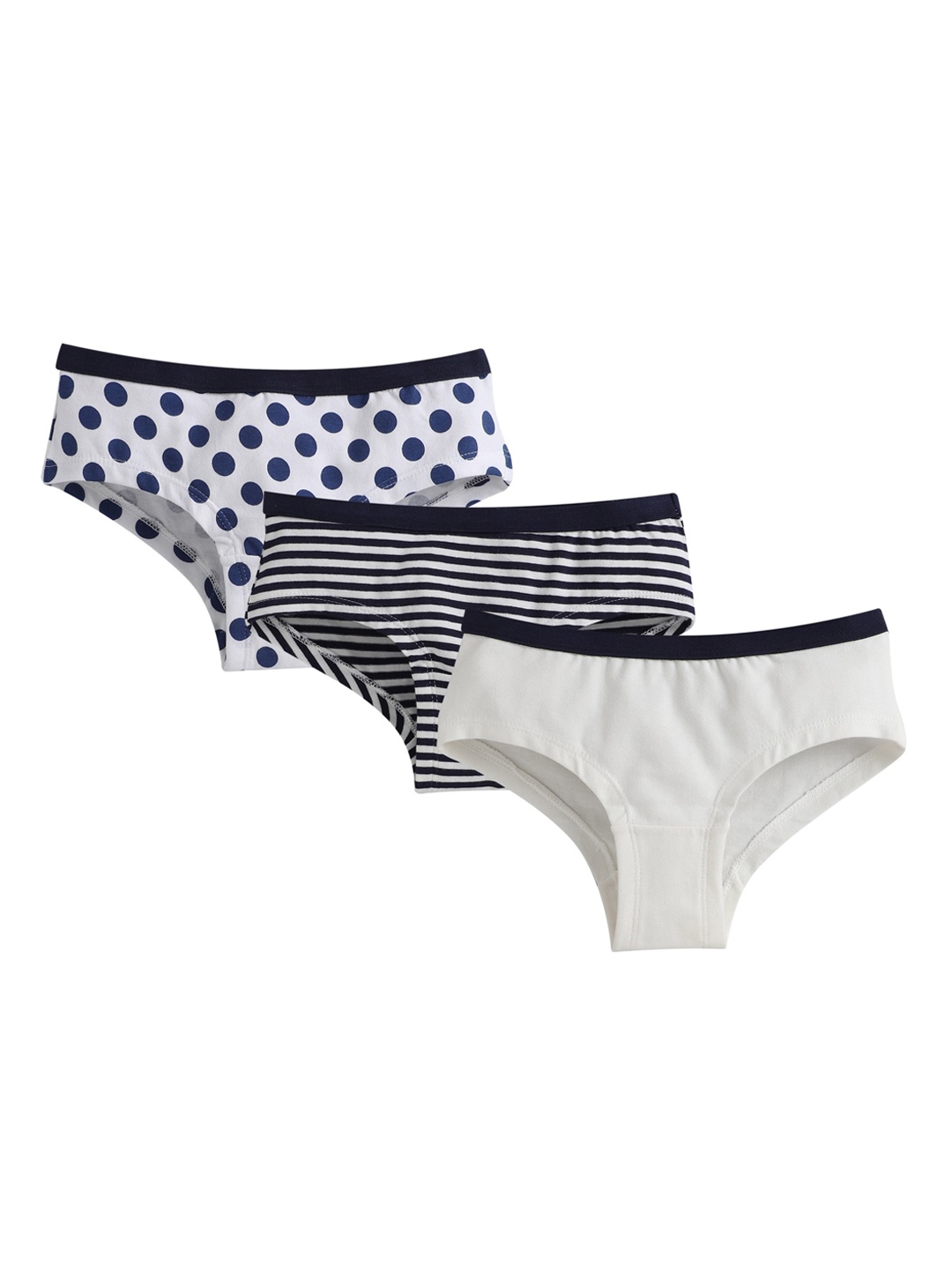 

Charm n Cherish Girls Pack Of 3 Sustainable Hipster Briefs GWHIP27, White