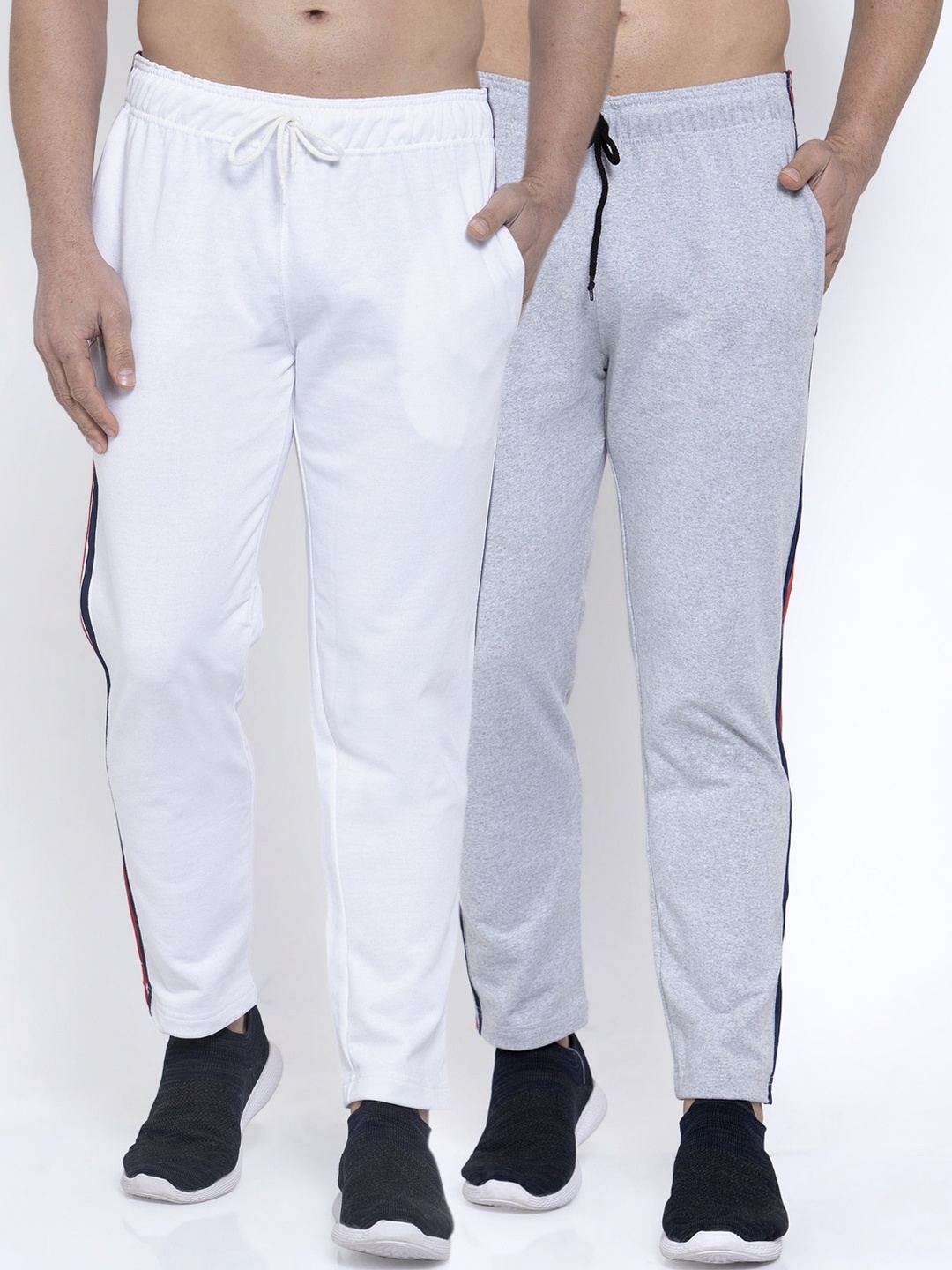 

NEUDIS Men Pack Of 2 Solid Structured-Fit Track Pants, White