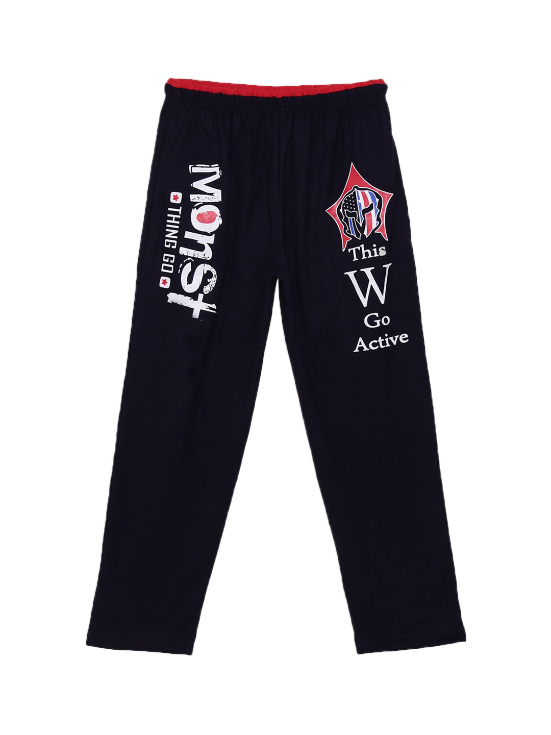 

SWEET ANGEL Girls Navy Blue & White Solid Straight Fit Outdoor Track Pants