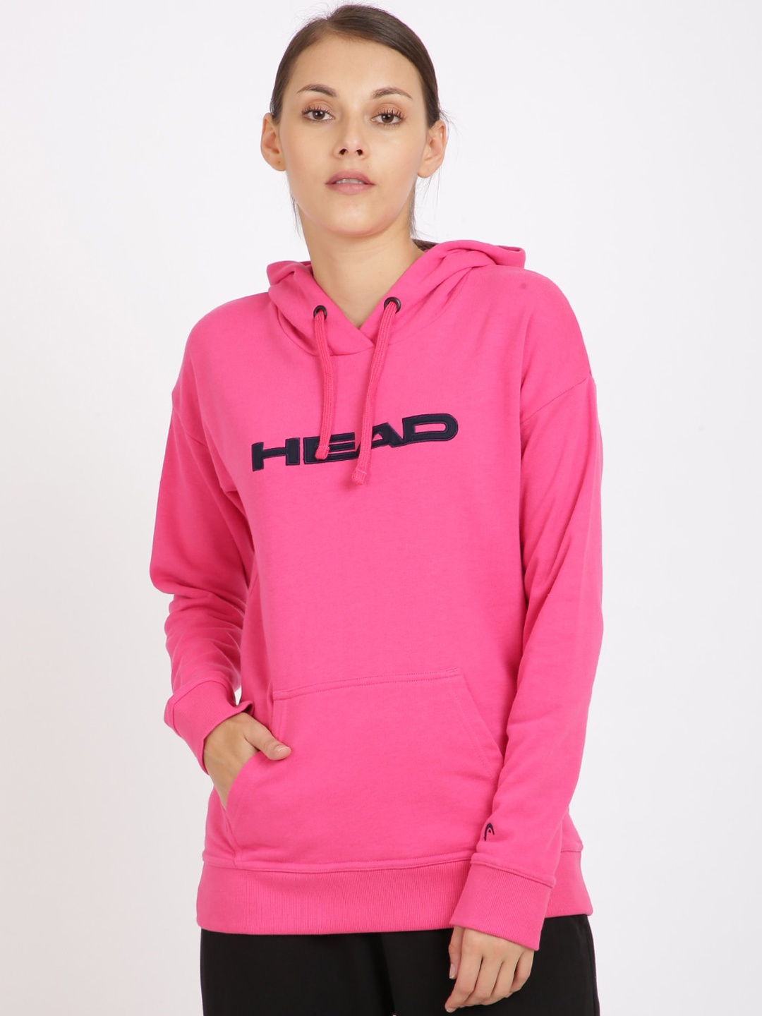 

Head Women Women Pink Drawstring Hood Sweatshirt