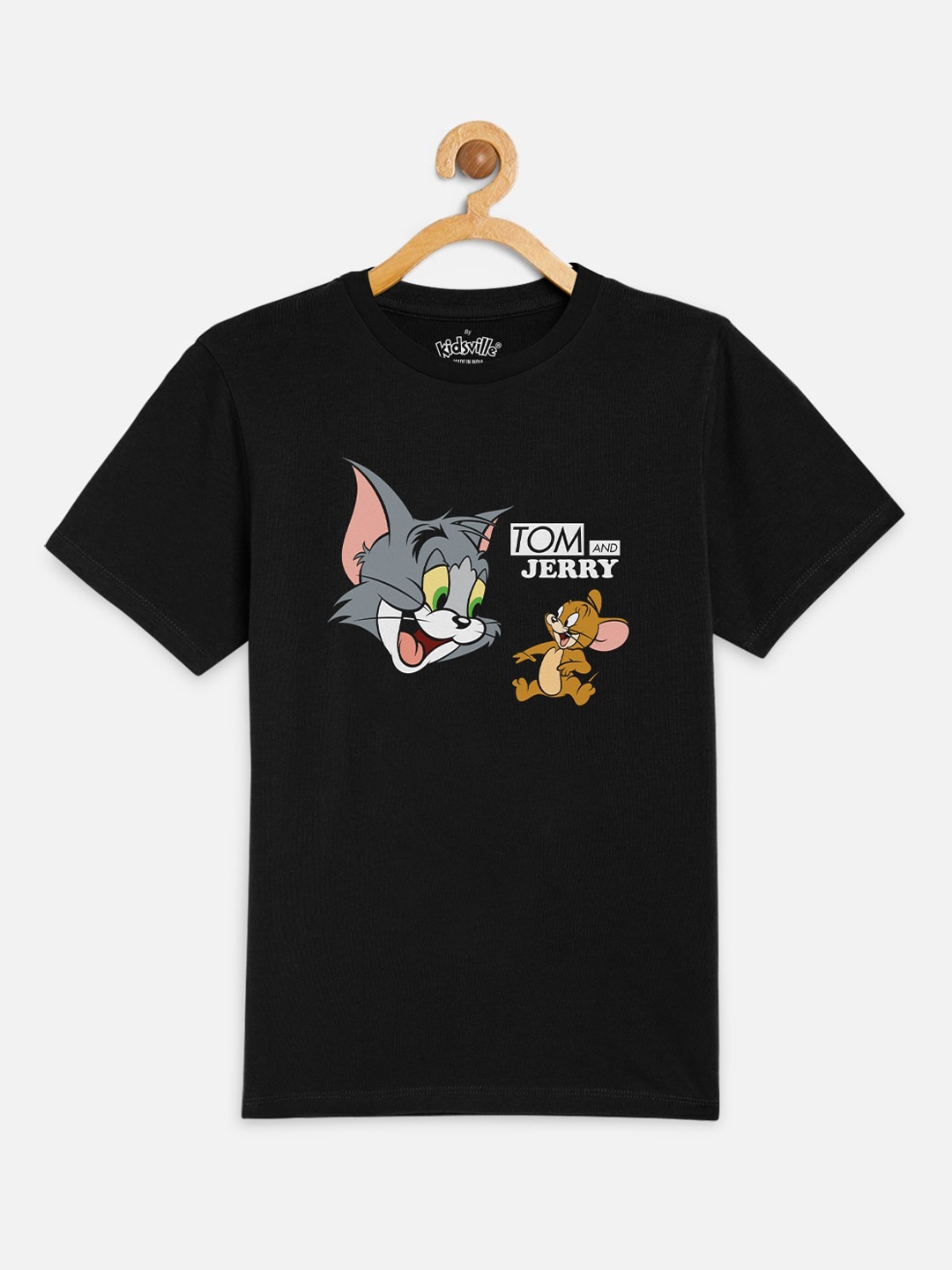 

Kids Ville Tom & Jerry Boys Black Printed Round Neck T-shirt