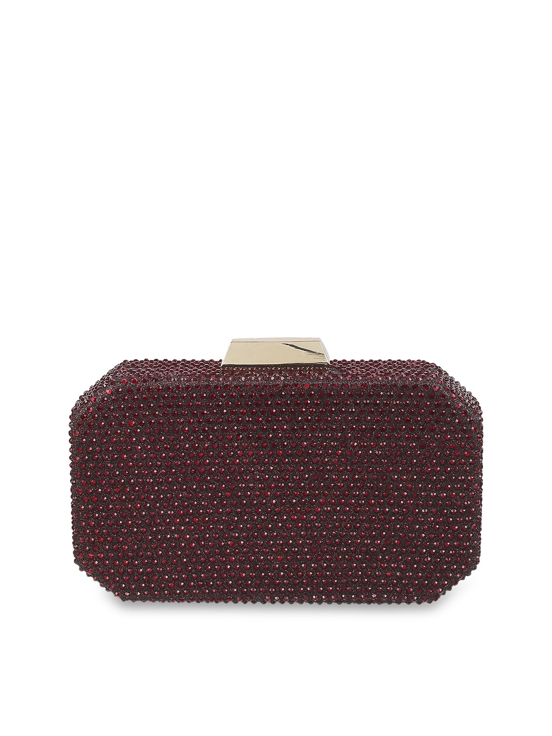 

Metro Maroon Embellished Box Clutch