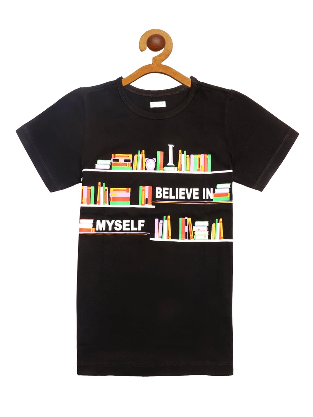 LAdore Kids Black & White Printed Round Neck T-shirt