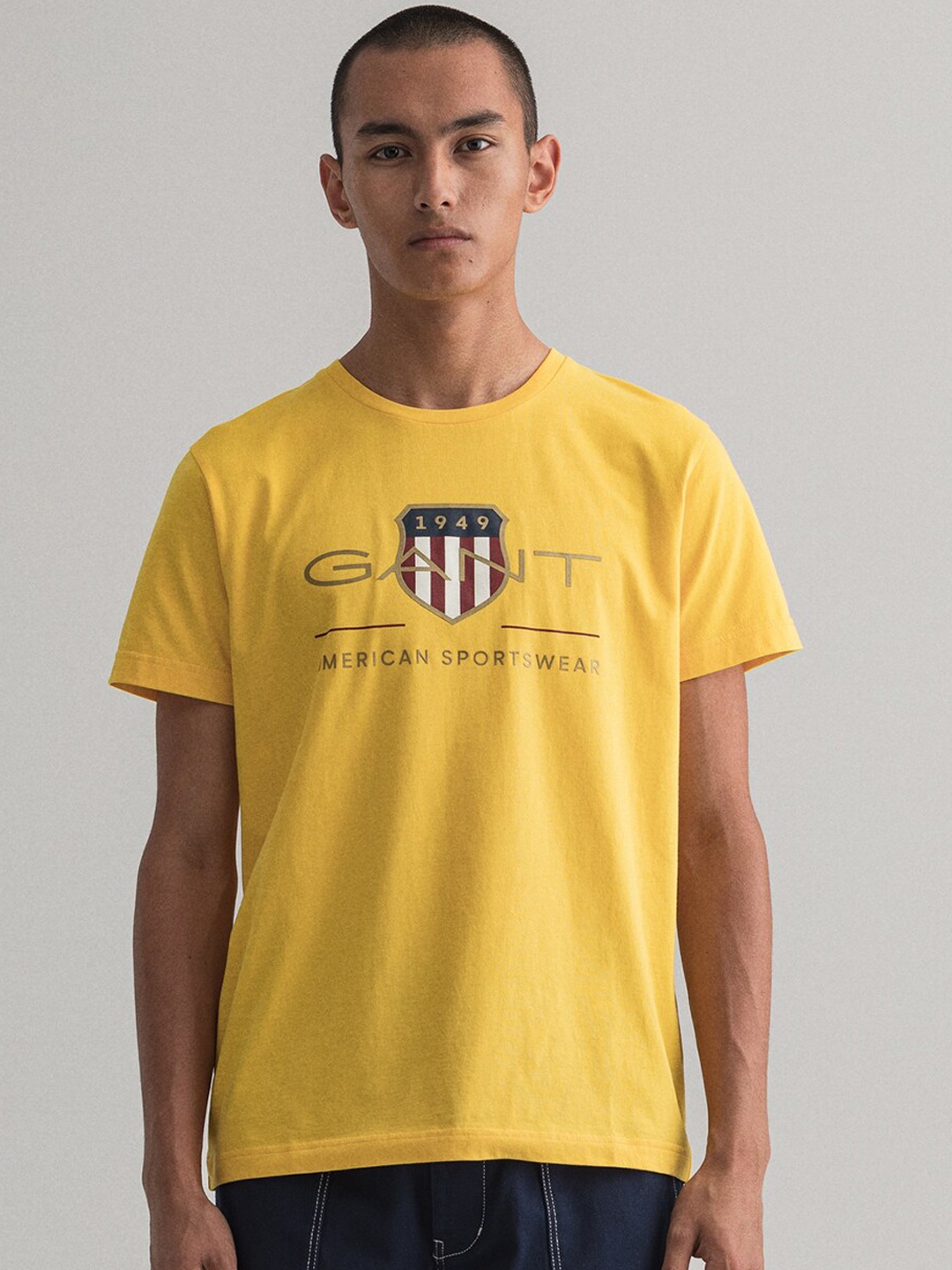 

GANT Men Yellow Printed Round Neck T-shirt