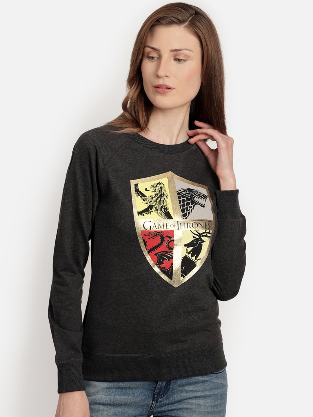 

Free Authority Women Charcoal Grey GAME OF THRONES Print Sweatshirt