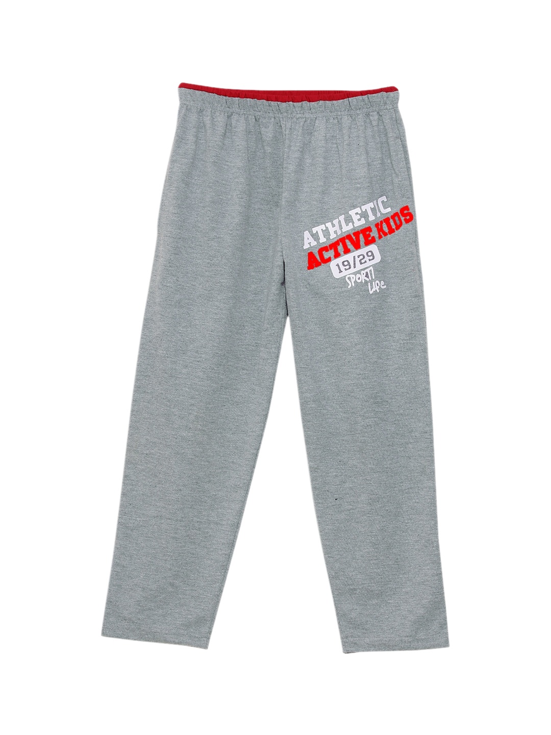 SWEET ANGEL Girls Grey Melange & White Solid Straight Fit Outdoor Track Pants