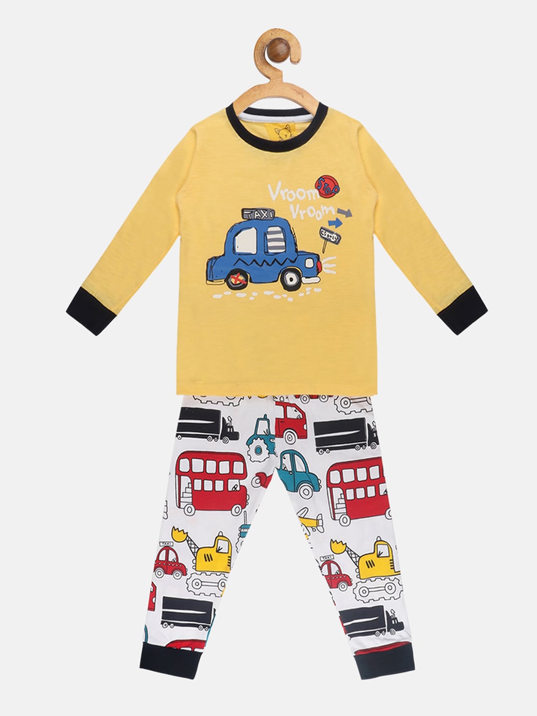 

Lazy Shark Girls Yellow & White Printed Night Suit LSTF0533-23
