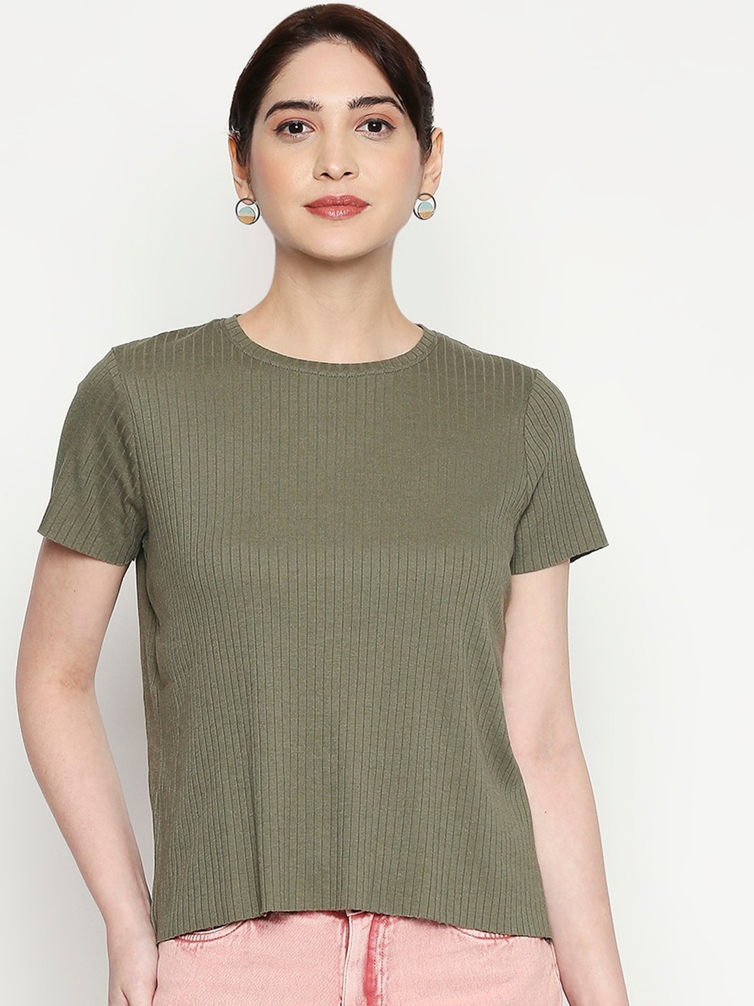 

People Olive Green Knitted Top
