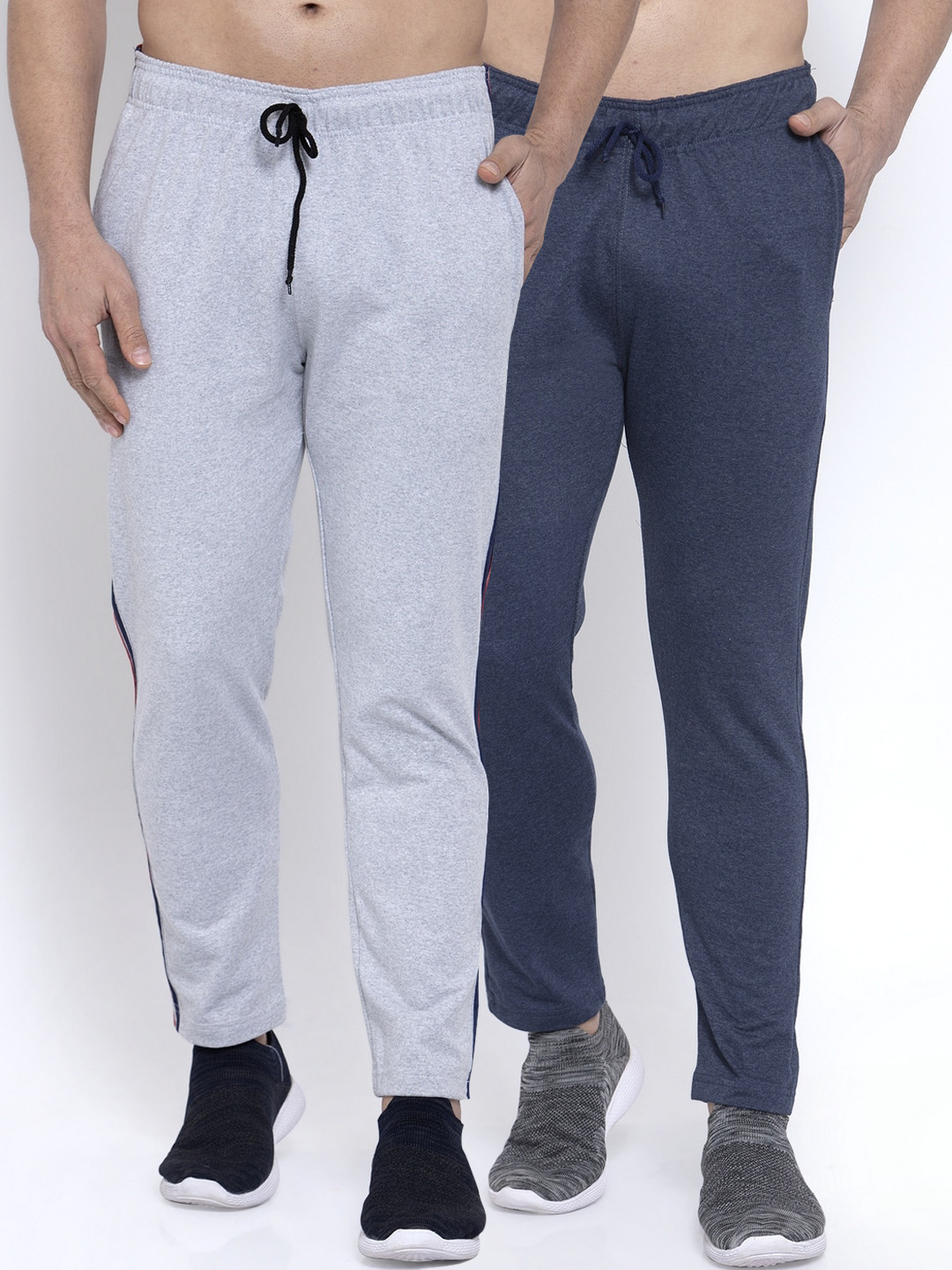 

NEUDIS Men Pack Of 2 Solid Structured Fit Track Pants, Navy blue