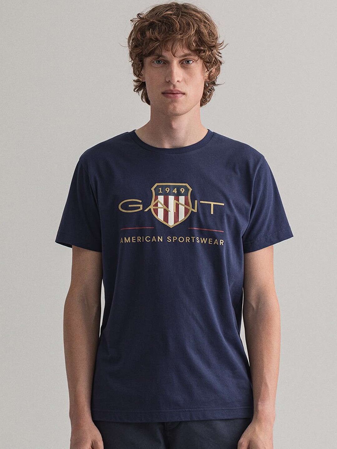 

GANT Men Blue Printed Round Neck T-shirt