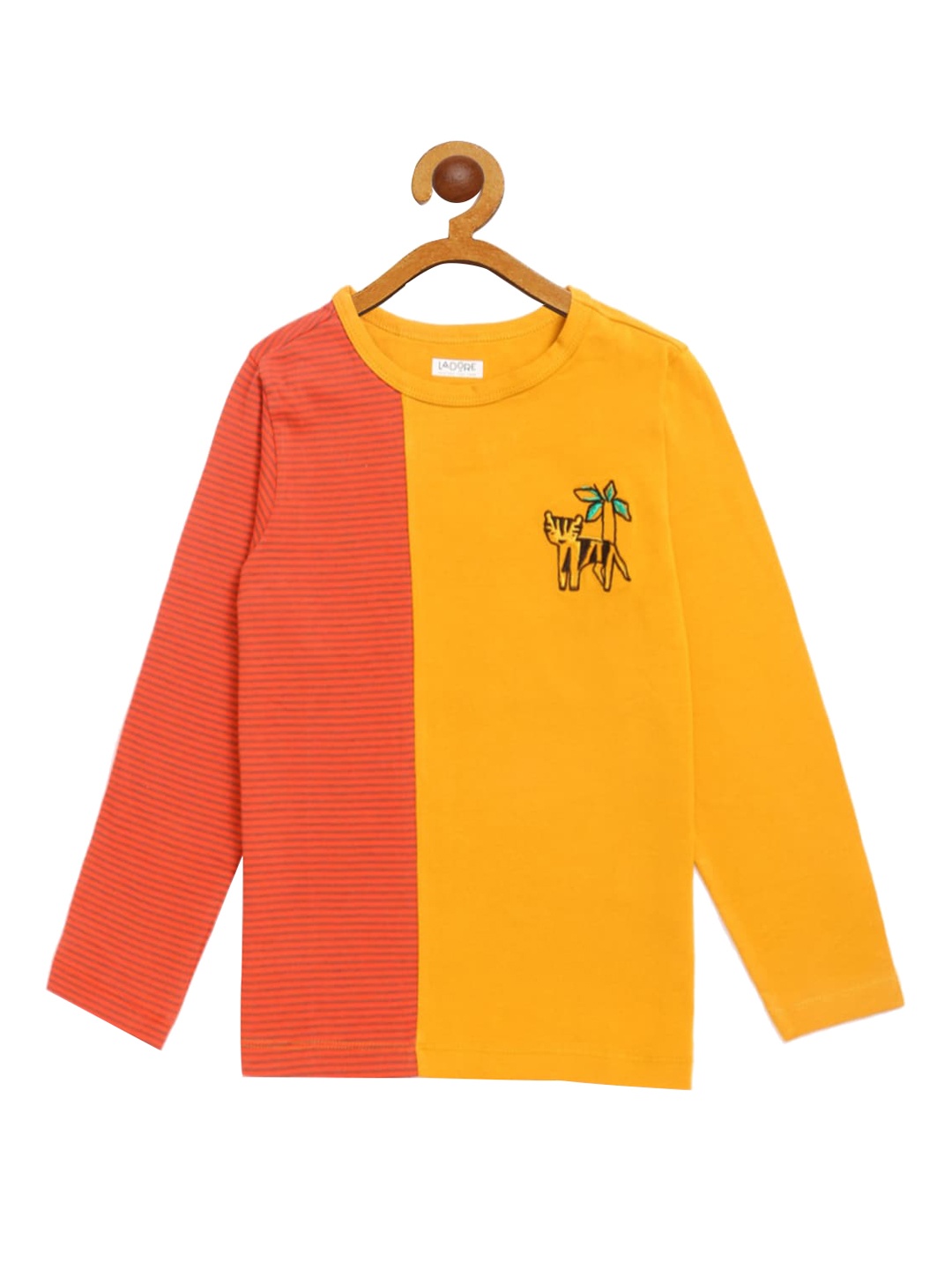 

LAdore Unisex Kids Mustard Solid Henley Neck T-shirt