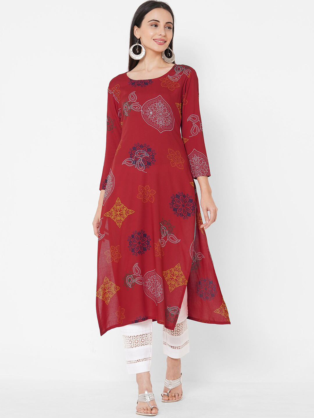 

FASHOR Red Ethnic Motifs Printed Kurta