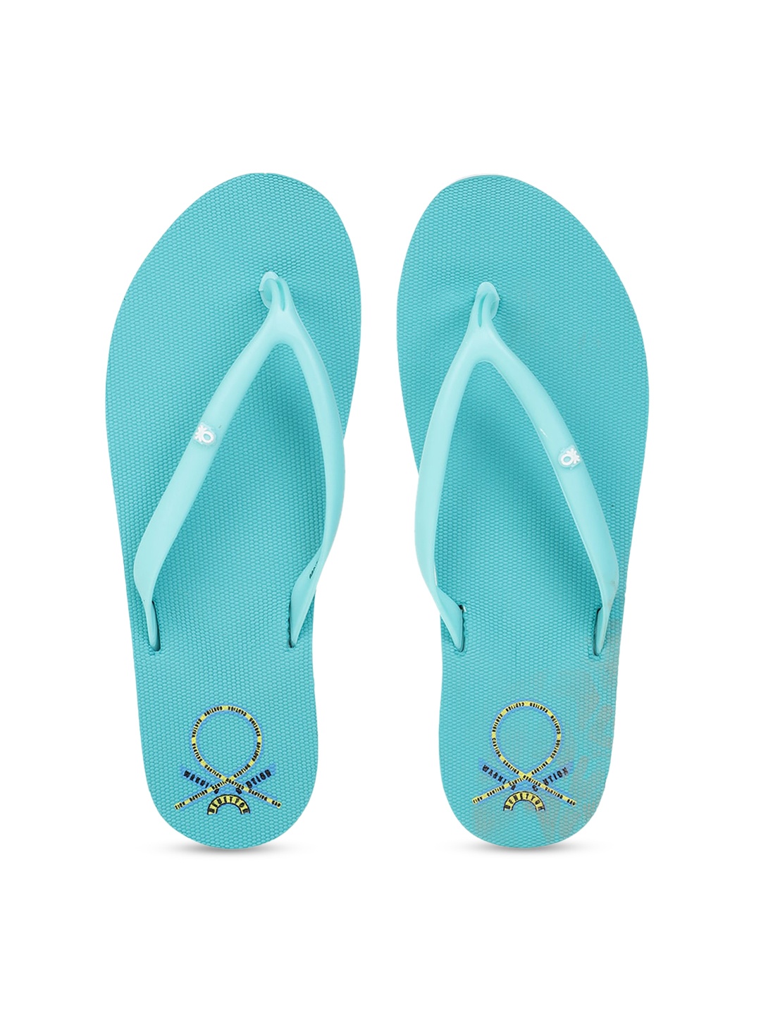 

United Colors of Benetton Women Turquoise Blue Solid Thong Flip-Flops