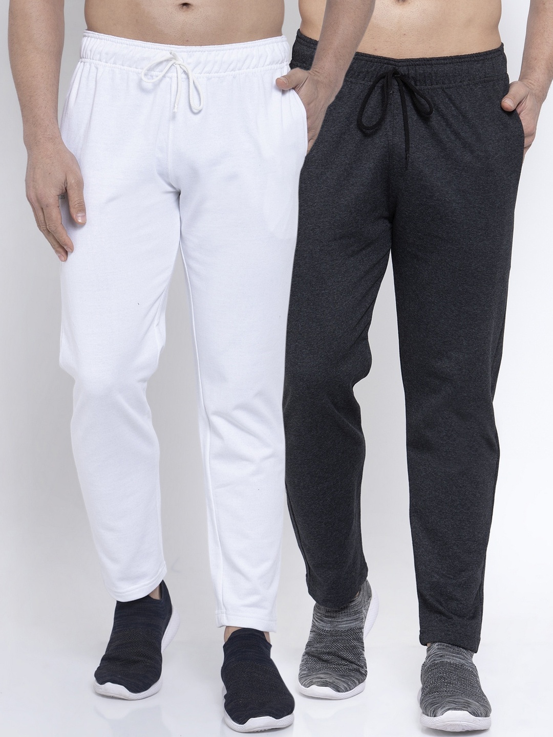

NEUDIS Men Pack Of 2 Solid Structured-Fit Track Pants, Grey