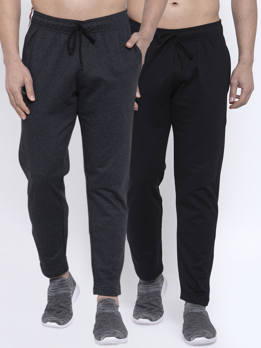 

NEUDIS Men Pack Of 2 Solid Structured-Fit Track Pants, Grey