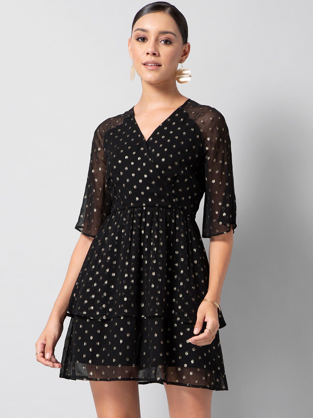 

FabAlley Women Black Embroidered Fit and Flare Dress