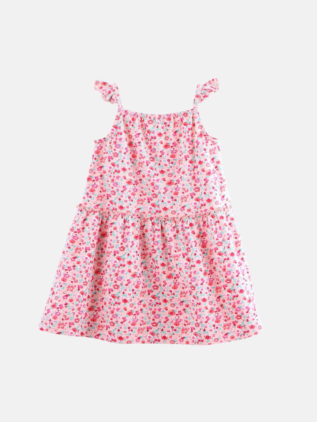 

Beebay Girls Peach-Coloured Printed A-Line Dress