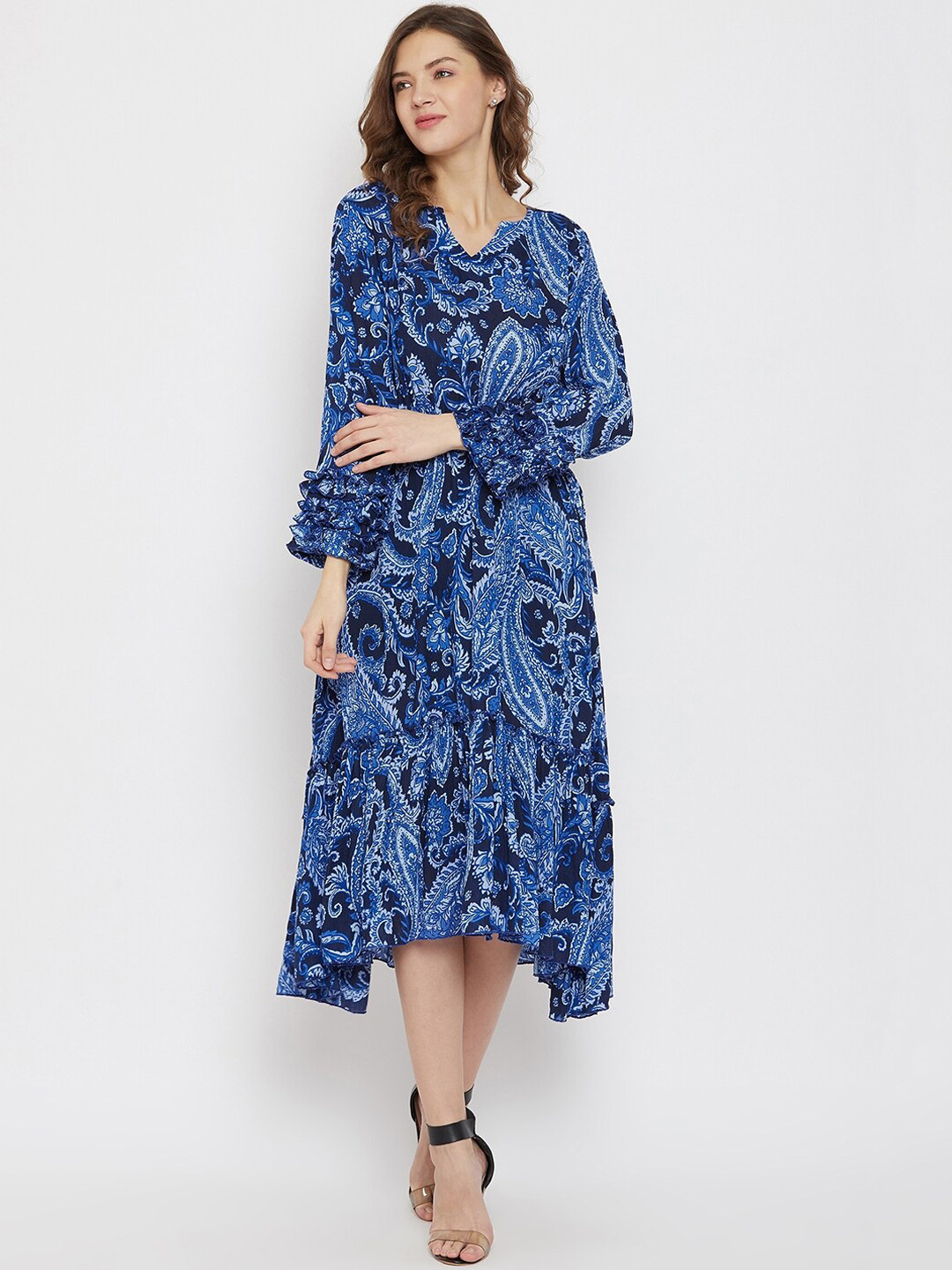 

The Kaftan Company Women Blue Printed A-Line Dress