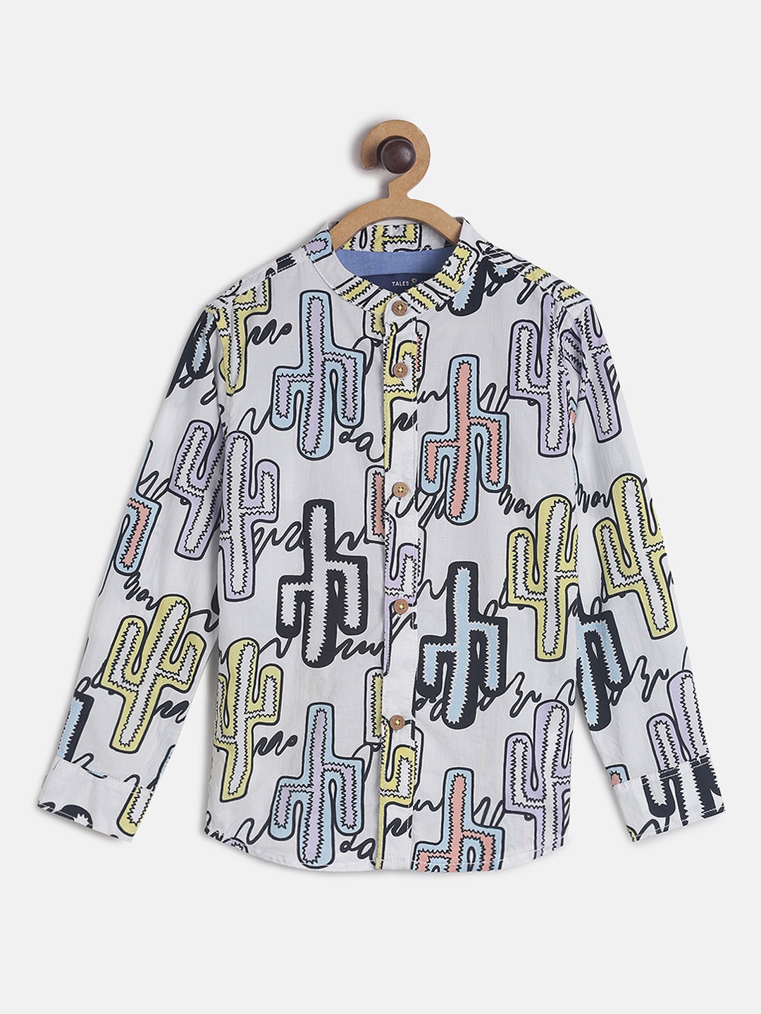 

TALES & STORIES Boys White & Black Printed Casual Shirt