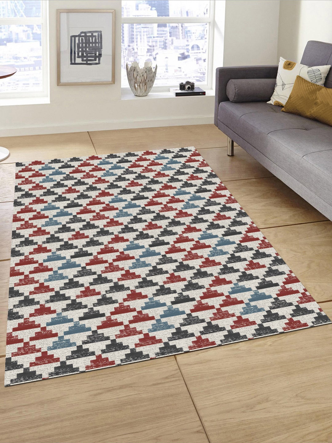 

Status Beige & Red Printed Anti-Skid Carpet