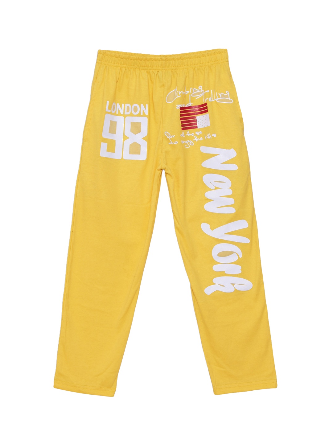 

SWEET ANGEL Boys Yellow & White Solid Straight-Fit Track Pants