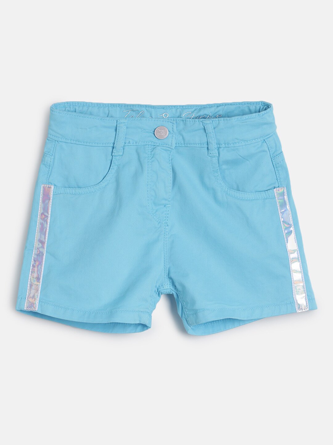 

TALES & STORIES Girls Turquoise Blue Solid Regular Fit Regular Shorts