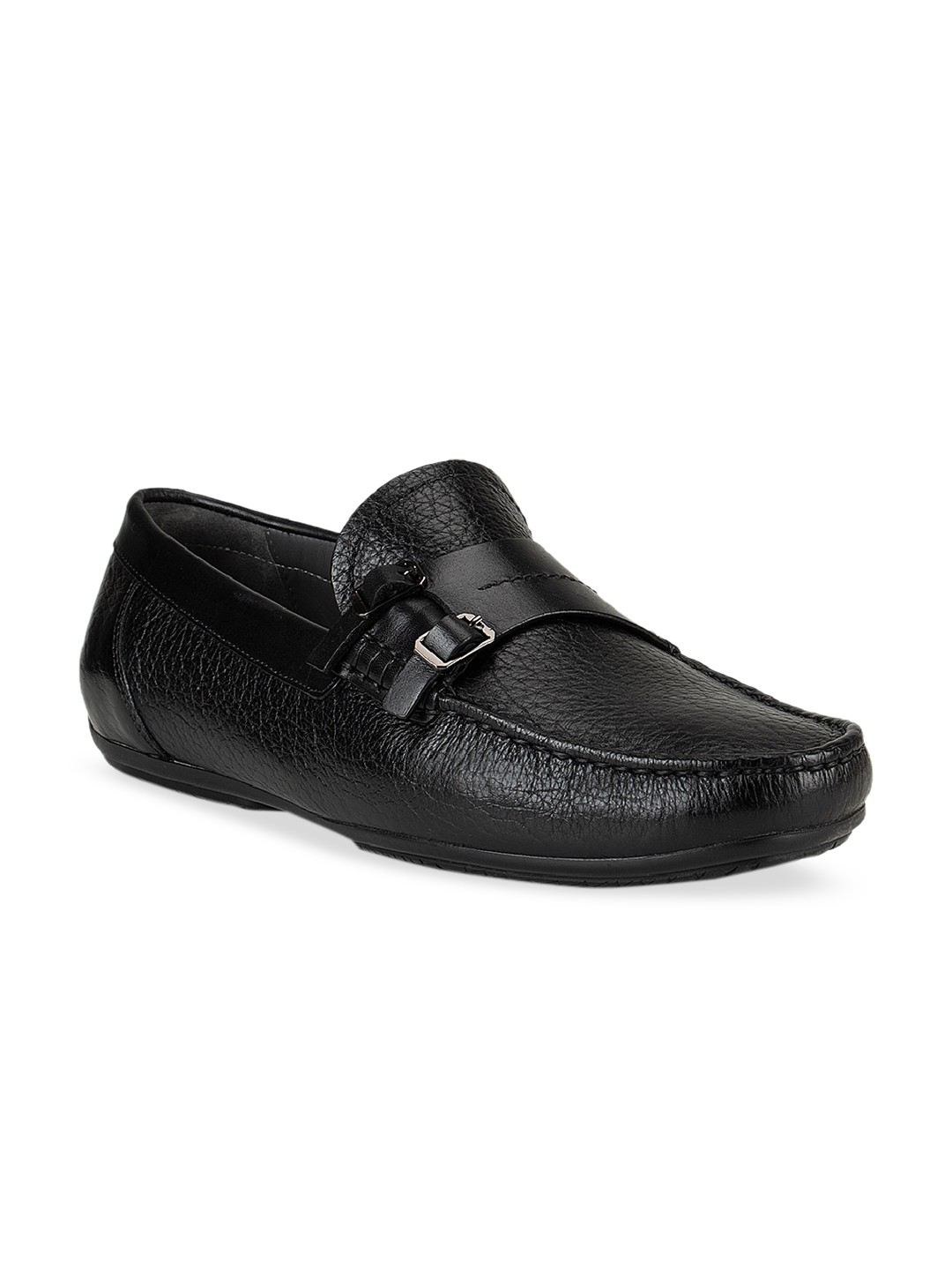 

ROSSO BRUNELLO Men Black Solid Leather Formal Loafers