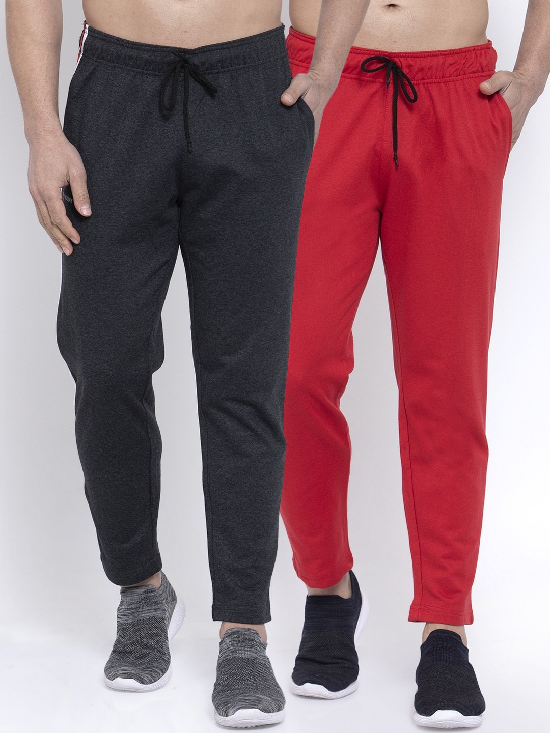 

NEUDIS Men Pack of 2 Solid Structured-Fit Track Pants, Charcoal