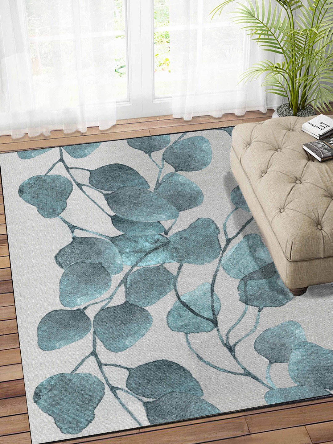 

Status Teal Blue & Grey 3D Printed Anti-Skid Carpet
