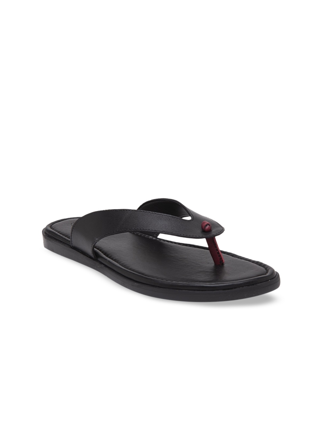 

BEAVER Men Black & Maroon Leather Comfort Sandals