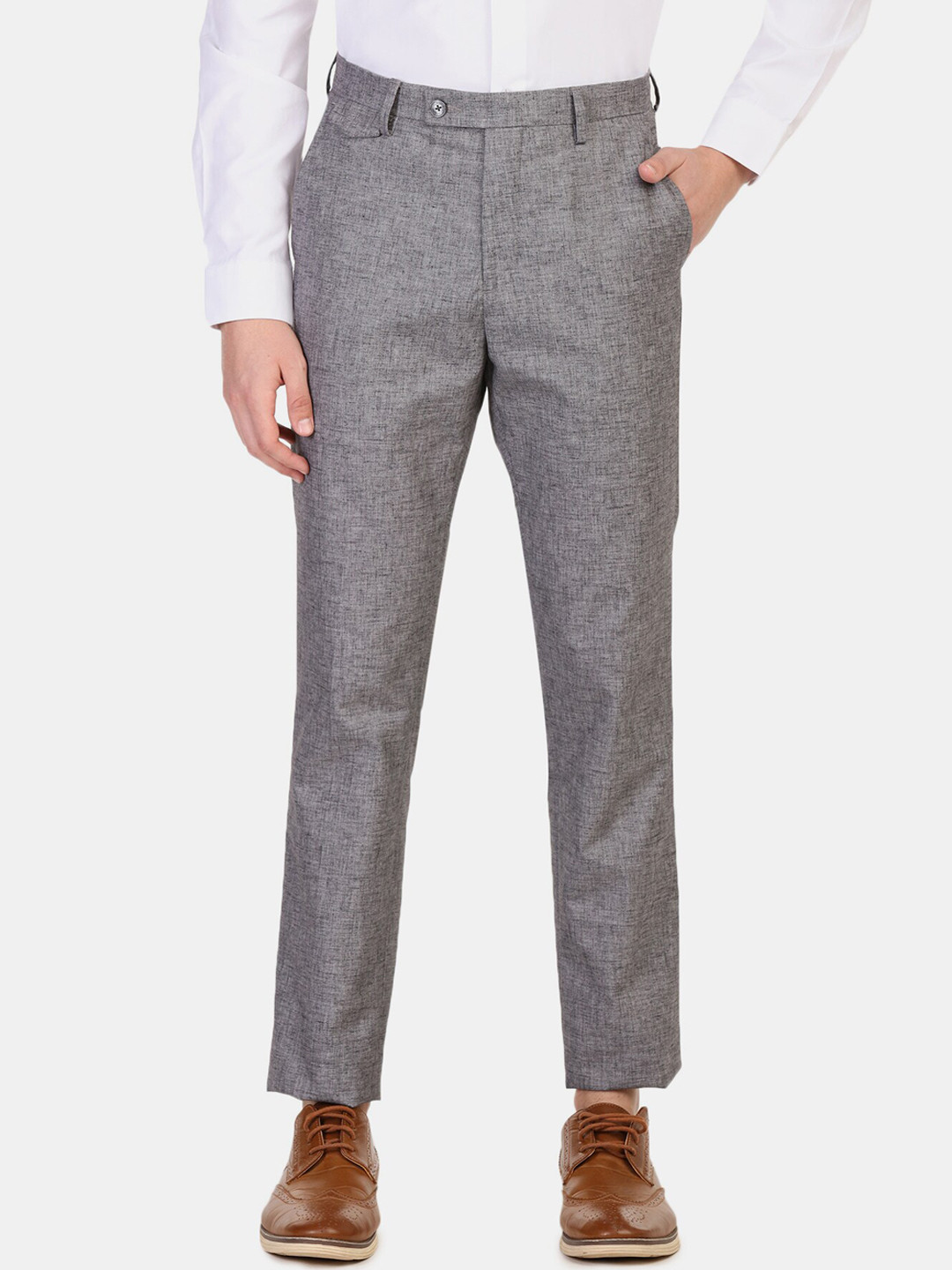 

Arrow New York Men Grey Regular Fit Solid Formal Trousers