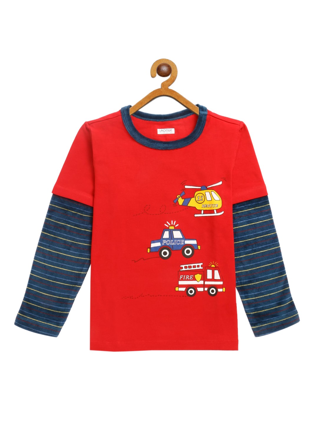 

LAdore Unisex Kids Red Printed Round Neck T-shirt