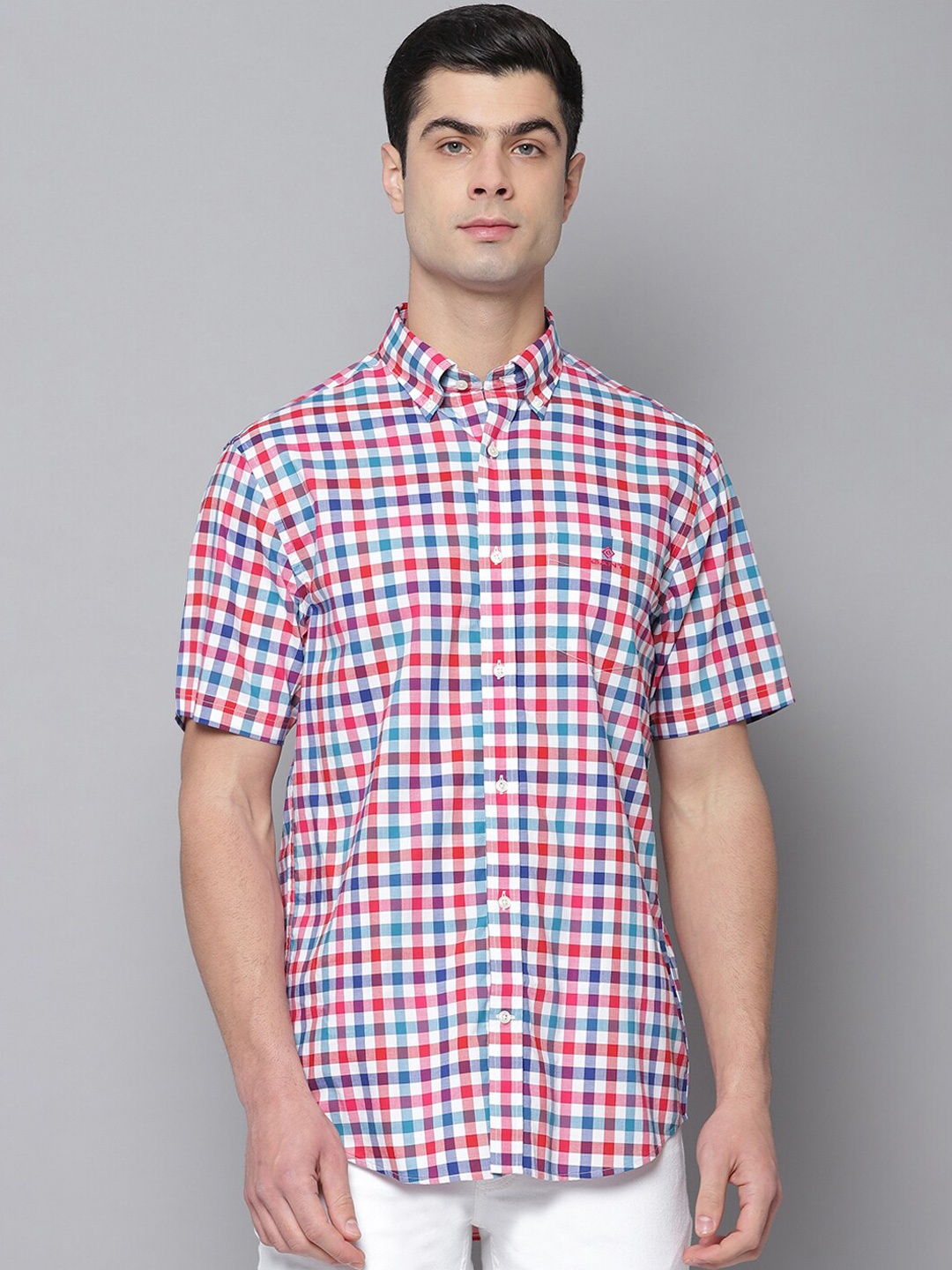 

GANT Men Red & Blue Regular Fit Checked Casual Shirt