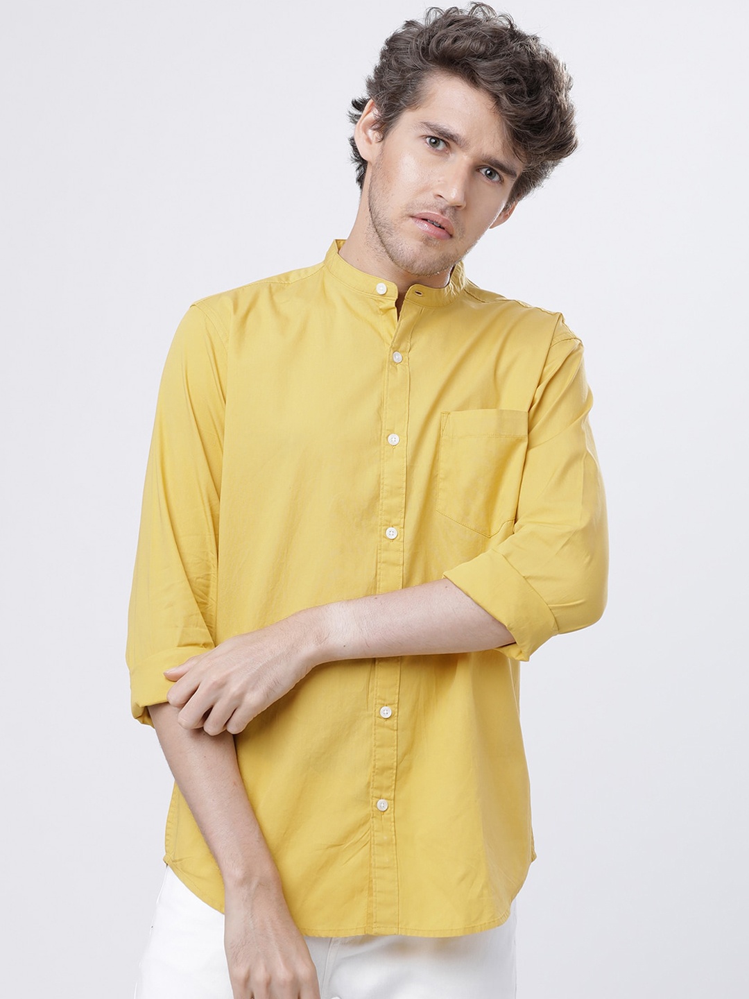 

HIGHLANDER Men Mustard Yellow Slim Fit Solid Casual Shirt