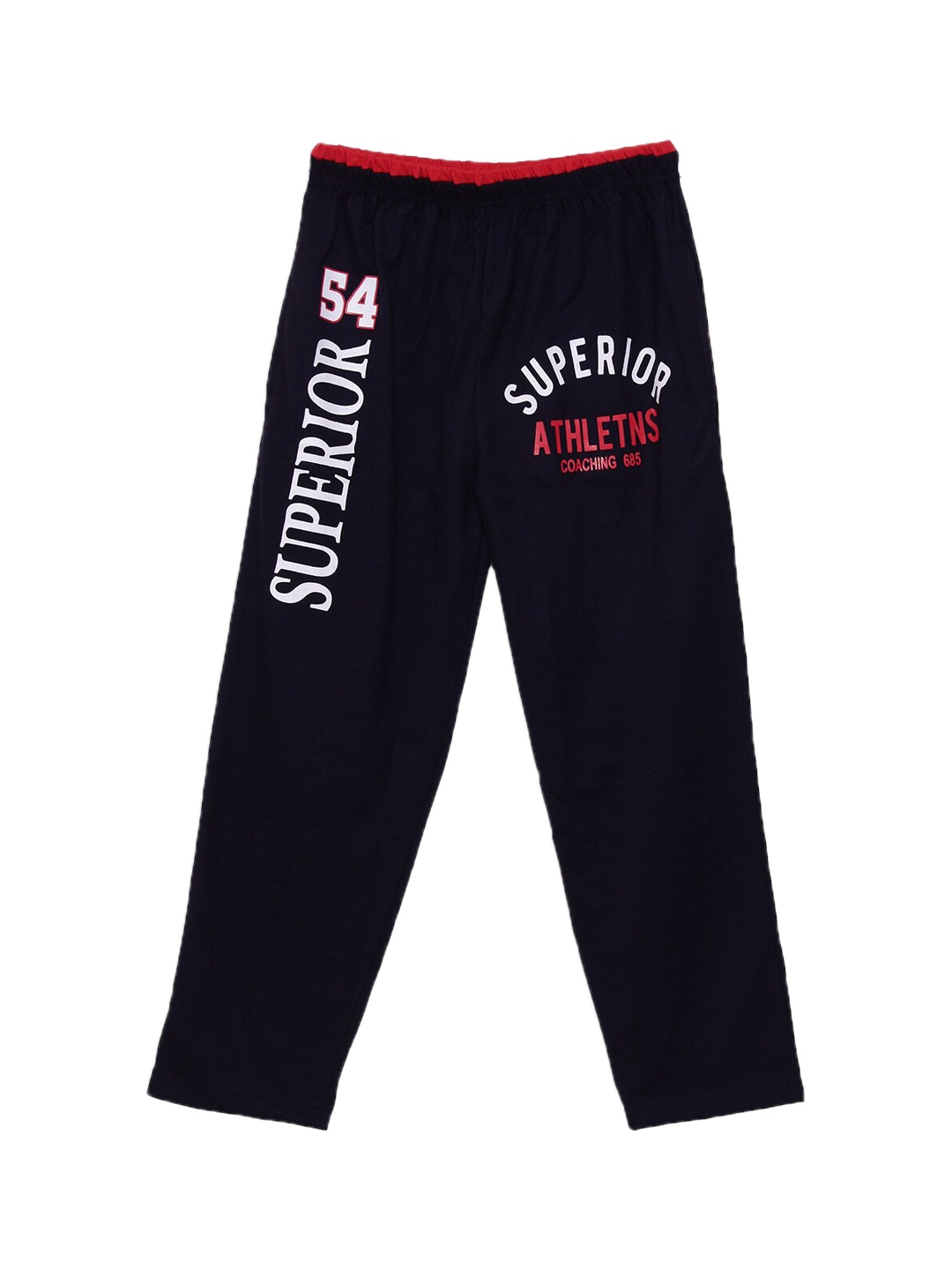 

SWEET ANGEL Boys Navy Blue & White Printed Straight-Fit Cotton Track Pants