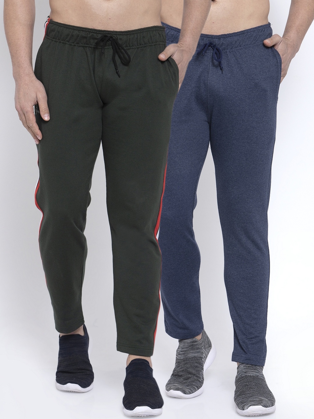 

NEUDIS Men Pack Of 2 Solid Structured Fit Cotton Track Pants, Black
