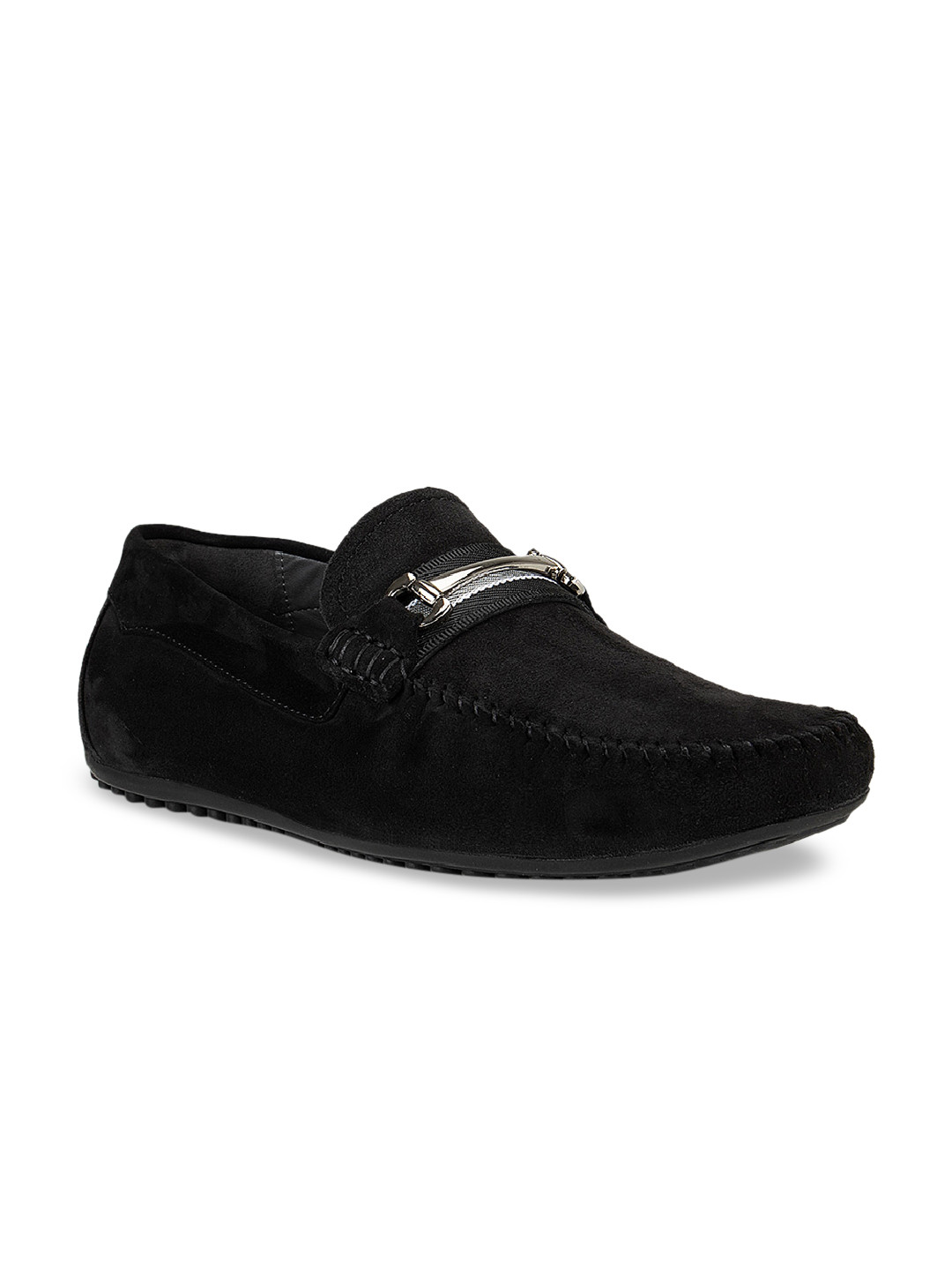 

ROSSO BRUNELLO Men Black Solid Formal Loafers