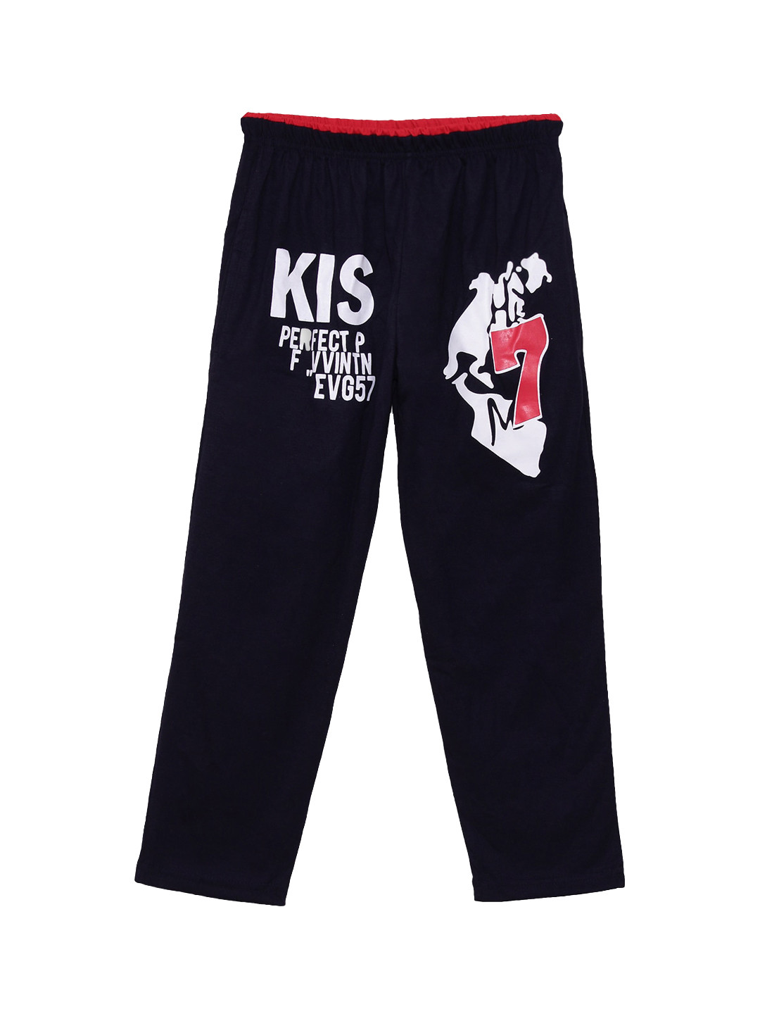 

SWEET ANGEL Girls Navy Blue & White Solid Straight-Fit Track Pants