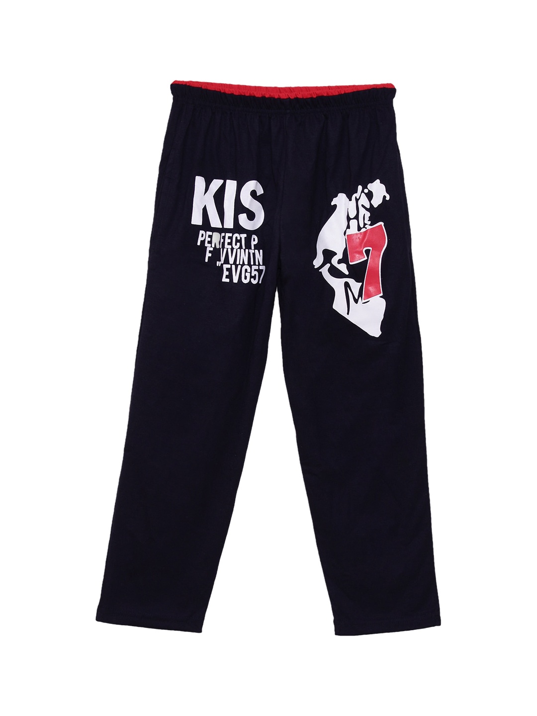 

SWEET ANGEL Boys Navy Blue & White Solid Straight-Fit Track Pants