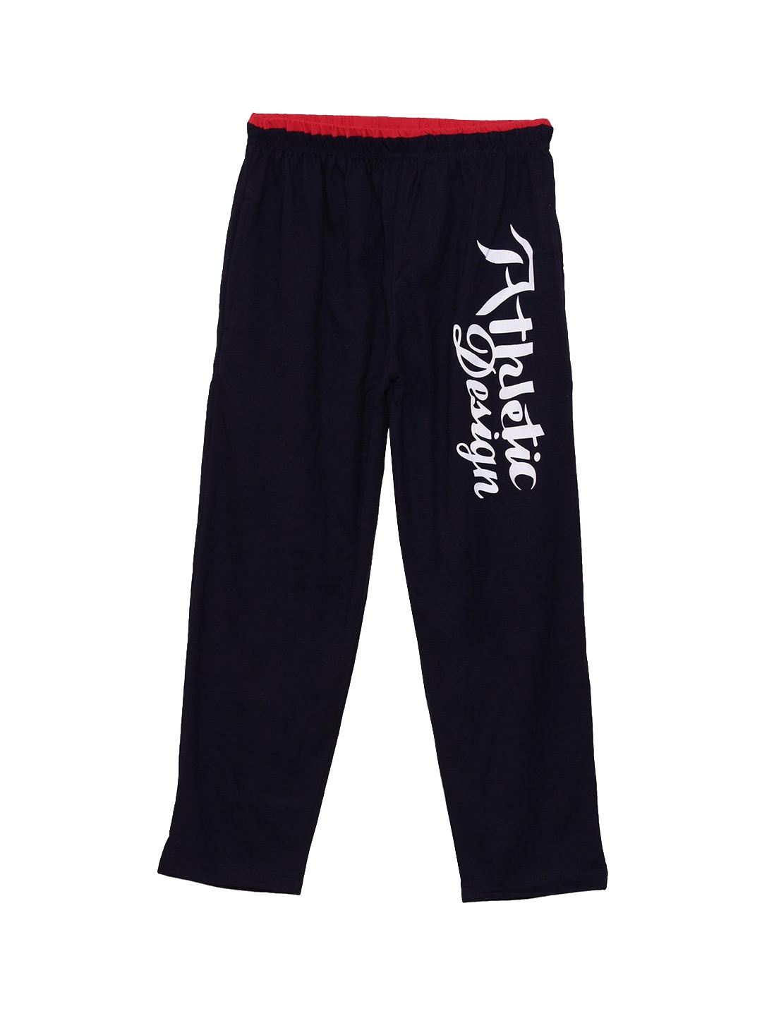 SWEET ANGEL Girls Navy Blue & White Solid Straight-Fit Track Pants