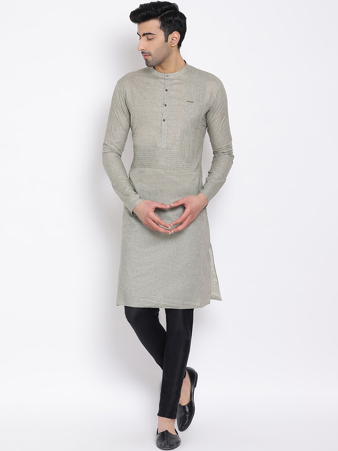 

DEVOILER Men Grey Woven Design Straight Kurta