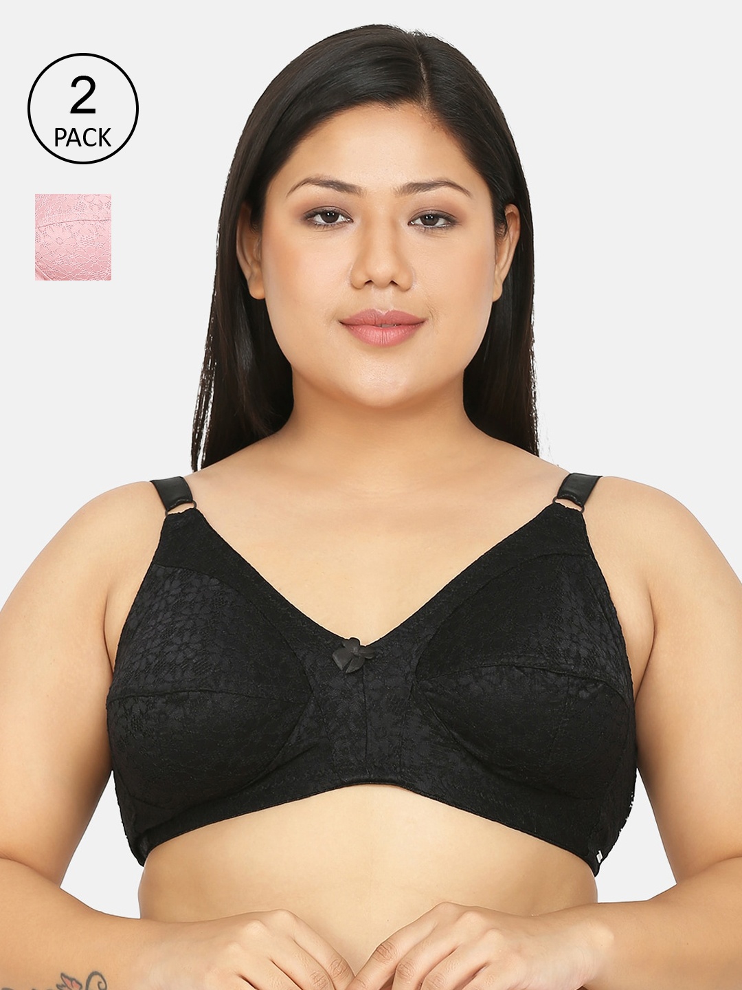 

Curvy Love Black & Pink Solid Pack of 2 Plus Size Everyday Bra CL-13 BLACK PINK-C20
