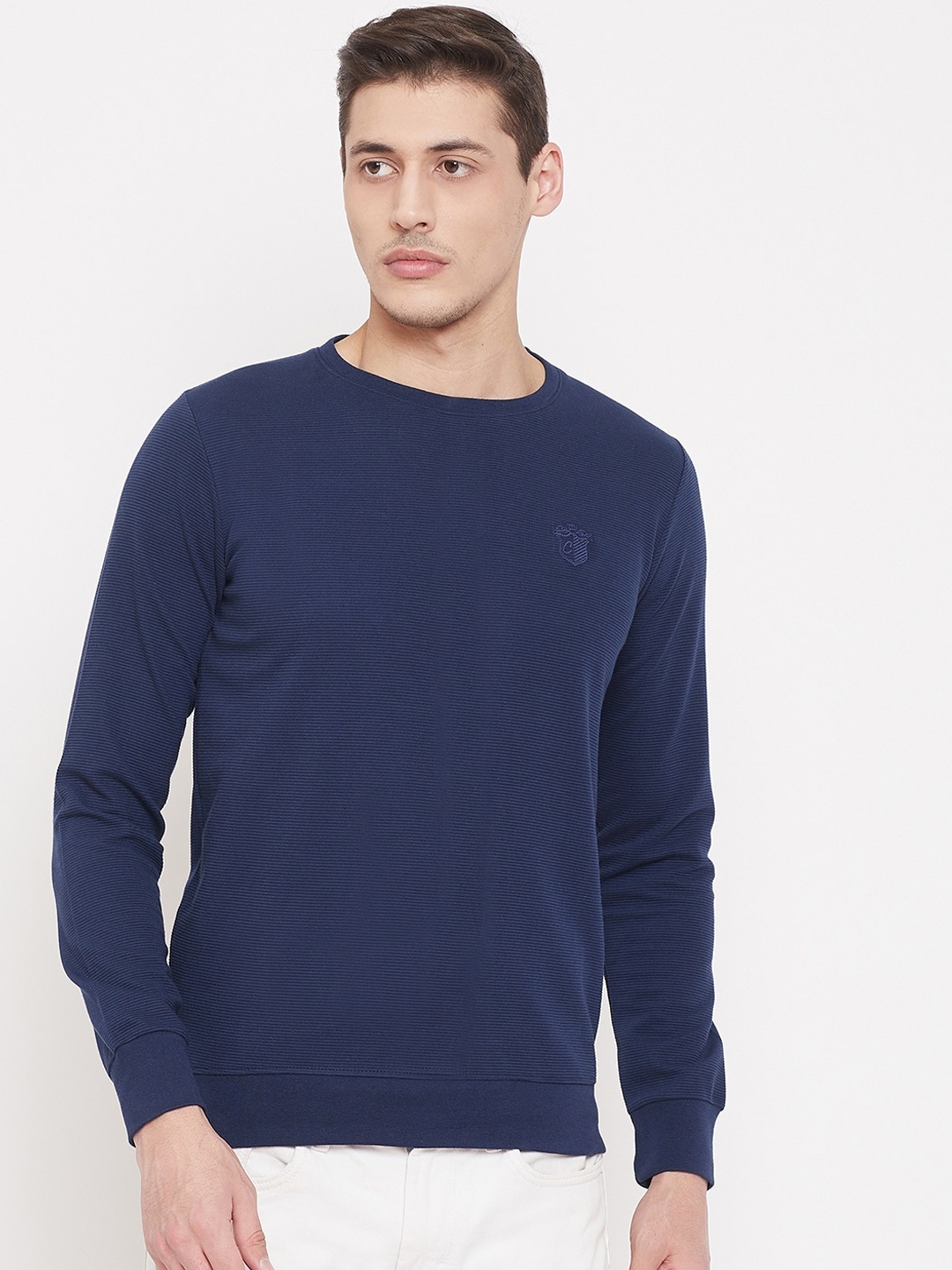 

Camey Men Navy Blue Solid Sweatshirt