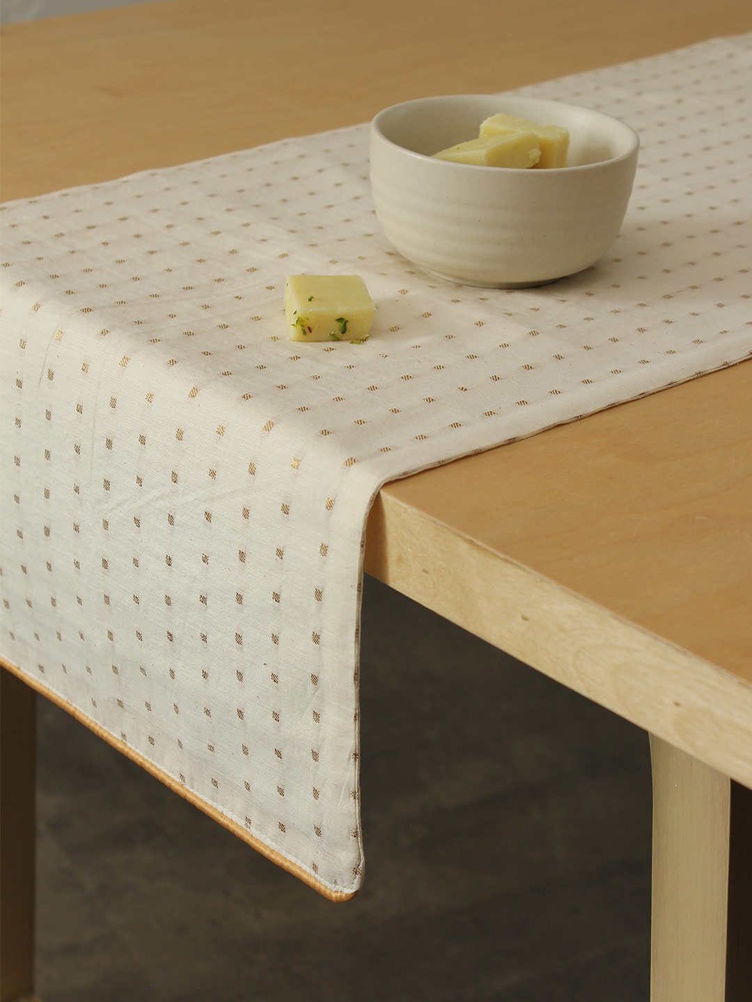 

House This White & Gold Toned Printed Table Runner