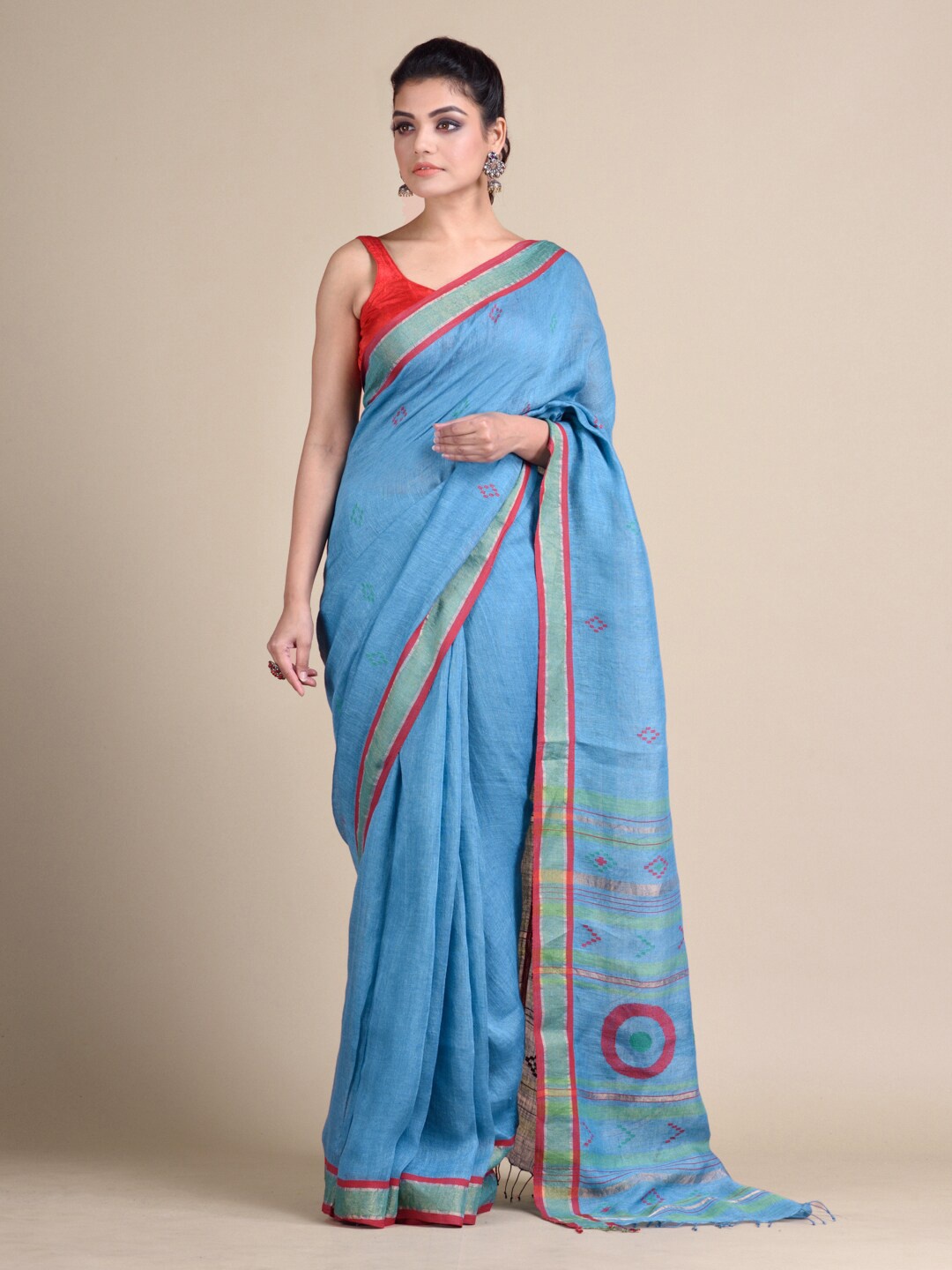 

Mitera Blue Woven Design Saree