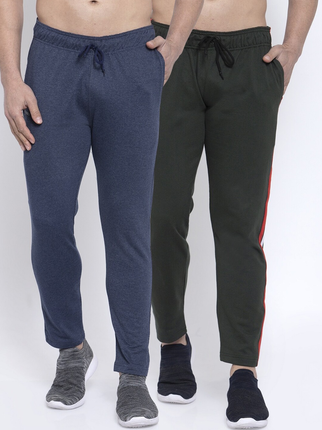 

NEUDIS Men Pack Of 2 Solid Structured-Fit Track Pants, Navy blue