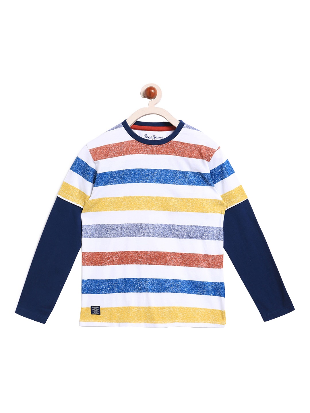 

Pepe Jeans Boys Off-White Striped Round Neck T-shirt