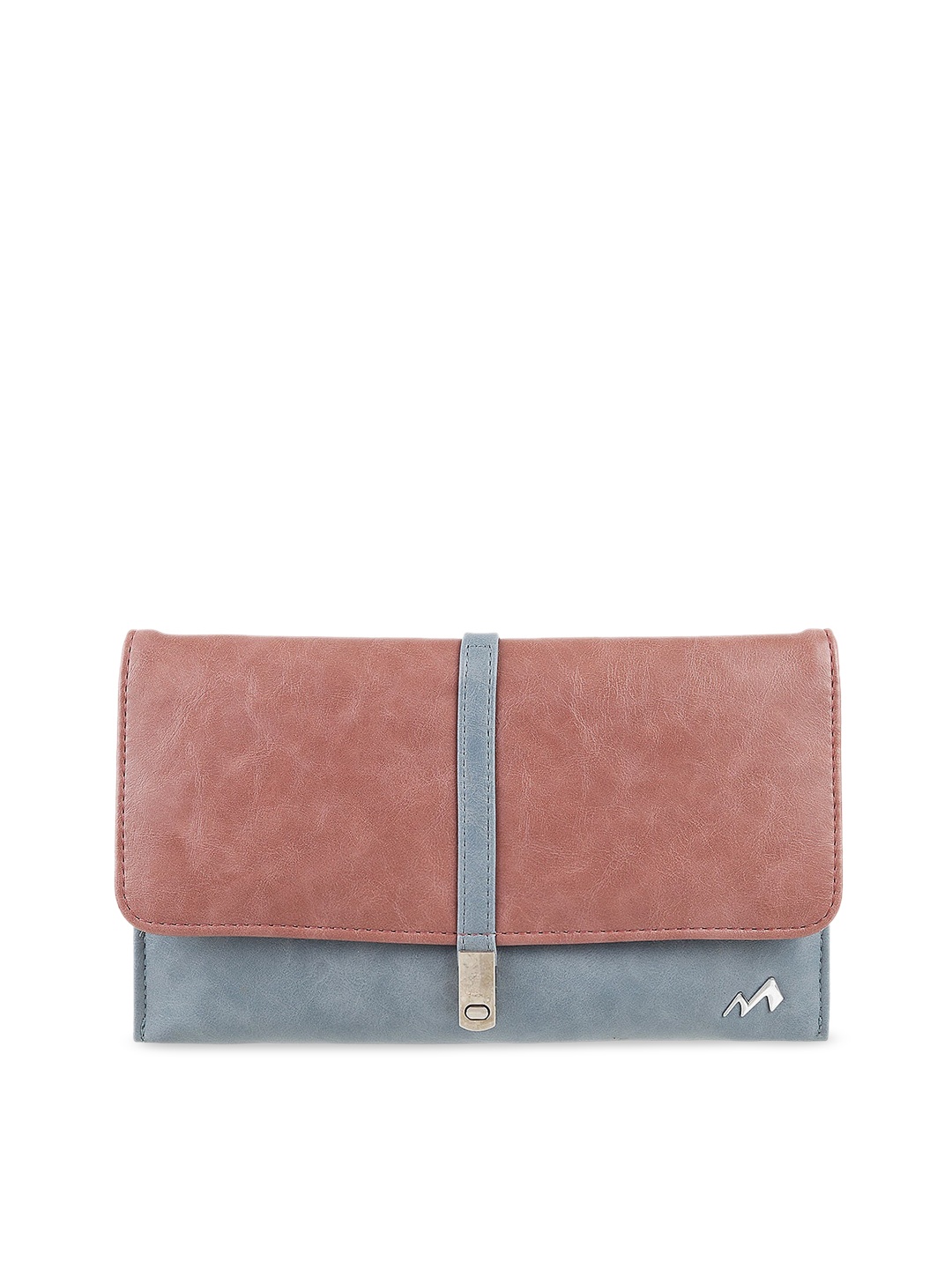 

Metro Brown & Grey Colourblocked Buckle Detail Clutch